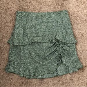 Princess Polly Green polka dot skirt